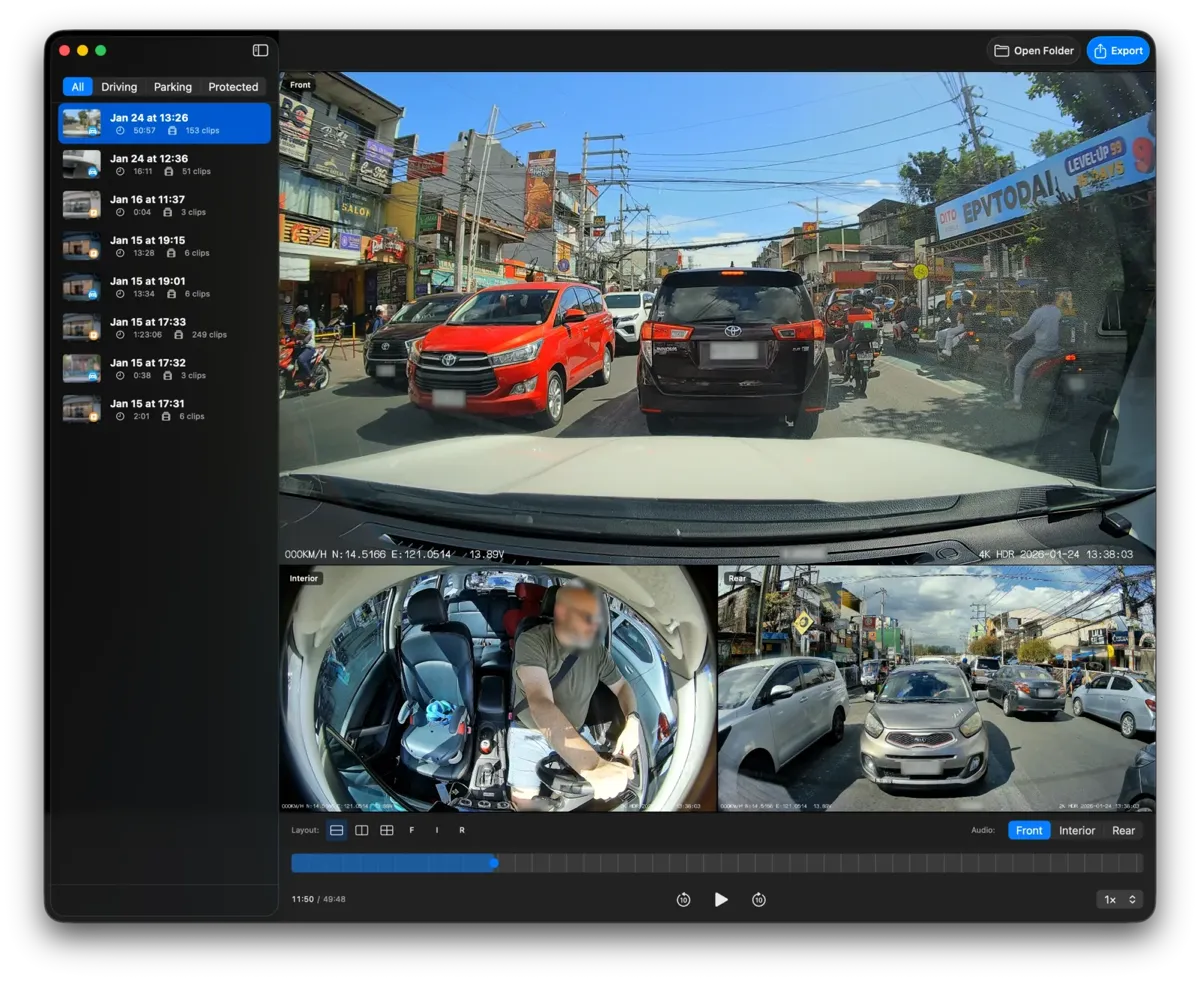 Dashcam Export Photos App Integration